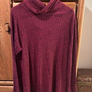 2X Maroon & Black Turtle Neck Long Sleeve